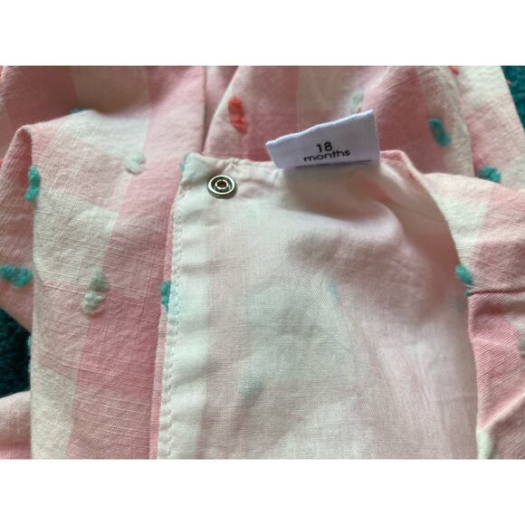 EGG Susan Lazar Romper Pink & White Gingham Dots ~ 12-18 Months Sweet & Adorable - Picture 5 of 6